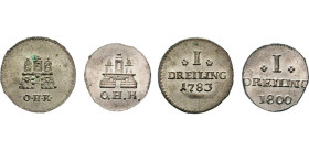 HAMBURG
Hamburgische Münzen in Silber
Dreiling, 1783 u. 1800. O.H.K. Gaed. 1210, 1216. Jg. 29a. 2 Stück 
vz
