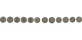 HAMBURG
Hamburgische Münzen in Silber
Dreiling 1809, 1832, 1833 (2 Var, breite u. schlanke Burg), 1836 u. 1839. Burg u. Burg auf Sockel ab 1833. Gae...