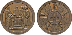 HAMBURG
HAMBURGISCHE MEDAILLEN DES 17. BIS 21. JAHRHUNDERTS
Bronzemedaille 1828 (v. H.F. Brandt, nach Entwurf von Karl Sieveking). Bankportugaleser ...