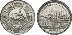 HAMBURG
HAMBURGISCHE MEDAILLEN DES 17. BIS 21. JAHRHUNDERTS
Zinnmedaille 1849 (H. Lorenz, Altona) zur Erinnerung an Hamburg. Die thronende Hammonia ...