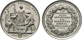 HAMBURG
HAMBURGISCHE MEDAILLEN DES 17. BIS 21. JAHRHUNDERTS
Zinnmedaille 1868 (v. H. u. J. Lorenz) auf die Auflösung des Hamburger Bürgermilitärs 18...