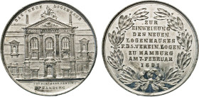 HAMBURG
HAMBURGISCHE MEDAILLEN DES 17. BIS 21. JAHRHUNDERTS
Zinnmedaille 1891 (v. Osc. Bergmann) auf die Einweihung des neuen Logenhauses an der Wel...
