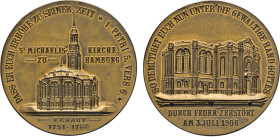 HAMBURG
HAMBURGISCHE MEDAILLEN DES 17. BIS 21. JAHRHUNDERTS
Goldbronzemedaille 1906 (unsigniert) auf den Brand der St. Michaeliskirche. Alte Kirche ...