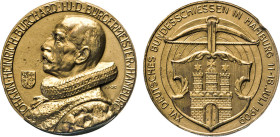HAMBURG
HAMBURGISCHE MEDAILLEN DES 17. BIS 21. JAHRHUNDERTS
Goldbronzemedaille 1909 (v. A. Vogel). Senatsmedaille zum 16. Deutschen Bundesschießen. ...