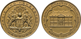 HAMBURG
HAMBURGISCHE MEDAILLEN DES 17. BIS 21. JAHRHUNDERTS
Bronzemedaille 1914 (unsigniert) auf das 100-jährige Jubiläum der Polizeibehörde. Das vo...