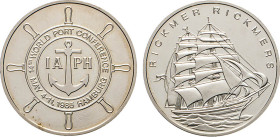 HAMBURG
HAMBURGISCHE MEDAILLEN DES 17. BIS 21. JAHRHUNDERTS
Silbermedaille 14. World Port Conference 4.–11. May 1985. 37,5 mm. 30,02 g. Und Silber­m...