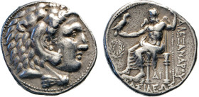 ANTIKE WELT
Griechen
MAKEDONIEN. Alexander III. Der Große, 336–323 v. Chr. AR Tetradrachme, Side. Herakleskopf in Löwenhaube n.r. Rs. Zeus n.l. sitz...