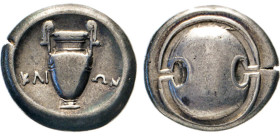 ANTIKE WELT
Griechen
BÖOTIEN, Theben. Stater, ca. 368-364 v. Chr. Böotischer Schild. Rs. Amphora zwischen ΚΛΙ-ΩΝ. Head, Boeotia 66. Vgl. Sear 23954 ...