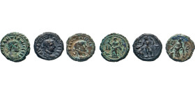 ANTIKE WELT
Griechen
Diocletianus, 284–305. AE Tetradrachmen. Belorb. Brustbild nach rechts. Rs. Jahr 5. Eusebeia am Altar stehend; Jahr 7, steh. Ze...