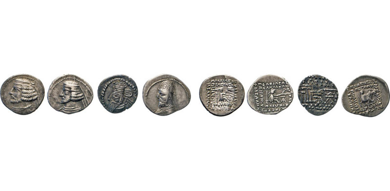 ANTIKE WELT
Griechen
PARTHER. 4 verschiedene AR Drachmen, wohl: Orodes, 89-78 ...