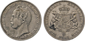 DEUTSCHE MÜNZEN VOR 1871
ANHALT
DESSAU. Leopold Friedrich, 1817–1871 Vereinstaler 1869A, Berlin. Thun 10. Dav. 509, AKS 30. J. 9 g. 
ss