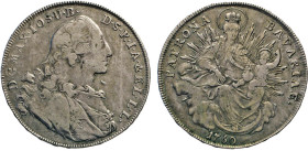DEUTSCHE MÜNZEN VOR 1871
BAYERN
Maximilian III. Joseph, 1745–1777. Konventions-Madonnentaler 1760. Hahn 307. Dav. 1953. 27,94 g. Leichte Justierstri...