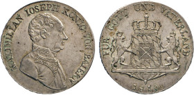 DEUTSCHE MÜNZEN VOR 1871
BAYERN
Konventionstaler 1818. Kursmünze. Jaeger 13. AKS 48. Dav. 551. 27,73 g. Rs. minim. Rand­bestoß, Fläche leicht flecki...