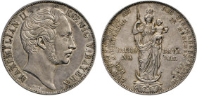 DEUTSCHE MÜNZEN VOR 1871
BAYERN
Doppelgulden 1855 auf die Wiederherstellung der Mariensäule in München. Thun 97. Dav. 604. AKS 168. 
ss-vz