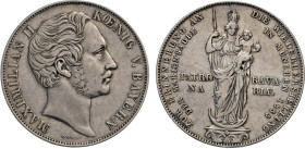 DEUTSCHE MÜNZEN VOR 1871
BAYERN
Doppelgulden 1855 auf die Wiederherstellung der Mariensäule in München. Thun 97. Dav. 604. AKS 168. 
ss