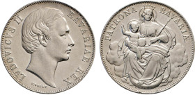 DEUTSCHE MÜNZEN VOR 1871
BAYERN
Ludwig II., 1864–1886. Vereins-Madonnentaler o.J. (1865). Thun 104. Dav. 611. AKS 176. 
ss/fvz