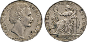DEUTSCHE MÜNZEN VOR 1871
BAYERN
Vereins-Siegestaler 1871. Thun 107, Dav. 615. AKS 188. Kratzer u. Rdf. 
ss