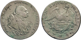 DEUTSCHE MÜNZEN VOR 1871
BRANDENBURG–PREUSSEN, Kurfürstentum, ab 1701 Königreich
Reichstaler 1791 B, Breslau. Büste n. rechts, Rs. Gekrönter Adler m...