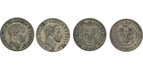 DEUTSCHE MÜNZEN VOR 1871
BRANDENBURG–PREUSSEN, Kurfürstentum, ab 1701 Königreich
1/6 Taler 1822 A (Hundesechstel) u. 1823 A. Jaeger 57, 58. AKS 26, ...
