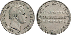 DEUTSCHE MÜNZEN VOR 1871
BRANDENBURG–PREUSSEN, Kurfürstentum, ab 1701 Königreich
Ausbeutetaler 1848 A. Thun 257. Dav. 770. AKS 75. J. 75. Winz. Rdd....