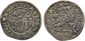 DEUTSCHE MÜNZEN VOR 1871
BRAUNSCHWEIG-LÜNEBURG
LINIE WOLFENBÜTTEL
Silbergroschen (1/24 Taler) 1572. Mzz. Doppelkreuz, Goslar. Mit Titel Kaiser Maxi...