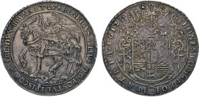 DEUTSCHE MÜNZEN VOR 1871
BRAUNSCHWEIG-LÜNEBURG
LINIE WOLFENBÜTTEL
Heinrich Julius, 1589–1613. Löser zu 1½ Talern 1612. Mzz. gekröntes Herz auf geke...