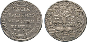 DEUTSCHE MÜNZEN VOR 1871
BRAUNSCHWEIG-LÜNEBURG
LINIE WOLFENBÜTTEL
„Wahrheitstaler“ 1597, o.Mzz., Goslar. 5 Zeilen Schrift. Rs. Christus umgeben von...