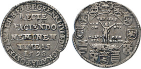 DEUTSCHE MÜNZEN VOR 1871
BRAUNSCHWEIG-LÜNEBURG
LINIE WOLFENBÜTTEL
„Wahrheitstaler“ 1598, o.Mzz., Goslar. 5 Zeilen Schrift. Rs. Christus umgeben von...