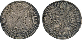 DEUTSCHE MÜNZEN VOR 1871
BRAUNSCHWEIG-LÜNEBURG
LINIE WOLFENBÜTTEL
Ausbeutetaler 1605. Mzz. Kreuz mit Herz auf gekreuzt. Schlegel, Andreasberg. Ausb...