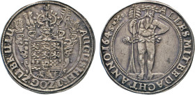 DEUTSCHE MÜNZEN VOR 1871
BRAUNSCHWEIG-LÜNEBURG
LINIE WOLFENBÜTTEL
Taler 1645 (über 3 geschnitten). Mzz. gekreuzte Schlüssel zw. H.S., Goslar. 5-fac...