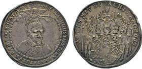 DEUTSCHE MÜNZEN VOR 1871
BRAUNSCHWEIG-LÜNEBURG
LINIE WOLFENBÜTTEL
Breiter Taler 1666 o. Mzz., Goslar. Schöner oder Famataler. Brustbild mit Kappe h...
