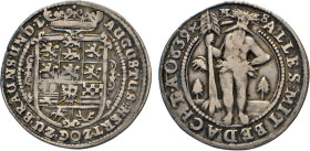 DEUTSCHE MÜNZEN VOR 1871
BRAUNSCHWEIG-LÜNEBURG
LINIE WOLFENBÜTTEL
¼ Taler 1639. Gekreuzte Schlüssel u. H-S seitlich vom Kopf des Wilden Manns, Gosl...