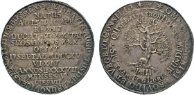 DEUTSCHE MÜNZEN VOR 1871
BRAUNSCHWEIG-LÜNEBURG
LINIE WOLFENBÜTTEL
Taler 1666 o. Mzz., Goslar. Auf den Tod des Herzogs. 11 Zeilen Schrift. RS. Verdo...