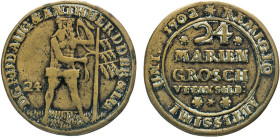 DEUTSCHE MÜNZEN VOR 1871
BRAUNSCHWEIG-LÜNEBURG
LINIE WOLFENBÜTTEL
24 Mariengroschen Feinsilber 1702 Mzz. 3 Sterne. Wilder Mann mit Tanne. Rs. Wert....