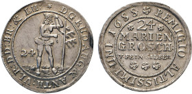 DEUTSCHE MÜNZEN VOR 1871
BRAUNSCHWEIG-LÜNEBURG
LINIE WOLFENBÜTTEL
24 Mariengroschen Feinsilber 1688, Mzz. Drei gleichgroße Rosetten, Zellerfeld. Wi...