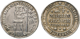 DEUTSCHE MÜNZEN VOR 1871
BRAUNSCHWEIG-LÜNEBURG
LINIE WOLFENBÜTTEL
24 Mariengroschen Feinsilber 1702, Mzz. 3 Sterne, der mittlere Stern kleiner, Zel...