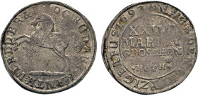 DEUTSCHE MÜNZEN VOR 1871
BRAUNSCHWEIG-LÜNEBURG
LINIE WOLFENBÜTTEL
24 Mariengroschen n. Leipziger Fuß 1693 HC, Zainhaken, H, Braunschweig. Springend...