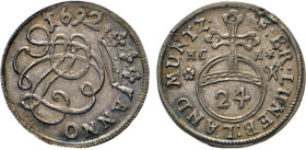 DEUTSCHE MÜNZEN VOR 1871
BRAUNSCHWEIG-LÜNEBURG
LINIE WOLFENBÜTTEL
1/24 Taler (Groschen) Landmünze 1692 HCH[Zainhaken], Braunschweig. Gekröntes Mono...