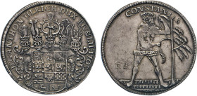 DEUTSCHE MÜNZEN VOR 1871
BRAUNSCHWEIG-LÜNEBURG
LINIE WOLFENBÜTTEL
Anton Ulrich allein, 1704–1714. Breiter Taler 1705 R.B., Zellerfeld. 5-fach behel...