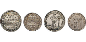 DEUTSCHE MÜNZEN VOR 1871
BRAUNSCHWEIG-LÜNEBURG
LINIE WOLFENBÜTTEL
6 Mgr. Feinsilber 1746 I.B.H. u. 4 Mgr. Feinsilber 1742 I.B.H. Beide mit Wildem M...