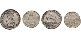 DEUTSCHE MÜNZEN VOR 1871
BRAUNSCHWEIG-LÜNEBURG
LINIE WOLFENBÜTTEL
4 Mgr. Feinsilber 1753 I.B.H. Gekröntes C. Rs. Spring. Ross. Dsgl. 2 Mgr. Feinsil...