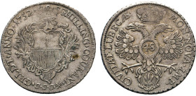 DEUTSCHE MÜNZEN VOR 1871
LÜBECK
Taler zu 48 Schilling Courant 1752 JJJ, Lübeck, Verz. Stadtschild. Rs. Doppeladler unter Krone mit WZ. 48 a.d. Brust...