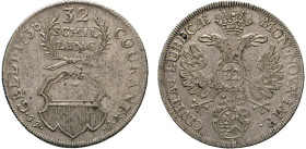 DEUTSCHE MÜNZEN VOR 1871
LÜBECK
32 Schilling 1738 JJJ. Stadtschild, darüber Wert. Rs. Gekrönter Doppeladler mit Wappen des Bürgermeisters H. Baleman...