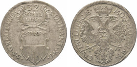 DEUTSCHE MÜNZEN VOR 1871
LÜBECK
32 Schilling 1752 JJJ. Stadtschild, darüber Wert. Rs. Gekrönter Doppeladler mit Wappen des Bürgermeisters H. Rust. B...