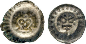 DEUTSCHE MÜNZEN VOR 1871
MECKLENBURG
Herzogtum. Magnus II. und Balthasar, 1477–1503. Hohlblaffert.ähnlich wie vorher, aber beschnitten oder Randabbr...
