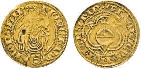 DEUTSCHE MÜNZEN VOR 1871
NÖRDLINGEN
Pfandinhaber Philipp der Ältere von Weinsberg, 1469–1503. Goldgulden o.J. mit Titel Friedrich III. Schulten 2405...