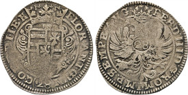 DEUTSCHE MÜNZEN VOR 1871
OLDENBURG
Anton Günther, 1603–1667. 2/3 Taler zu 28 Stüber o.J. (ca. 1640). Titel Ferdinand III. Gekröntes Wappen mit verzi...