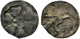 DEUTSCHE MÜNZEN VOR 1871
POMMERN
Pyritz. Denar o.J. (15. Jh.). Rose von 6 herzförmigen Blättern. Rs. Greif. Dannenberg 225. 0,26 g.
s-ss