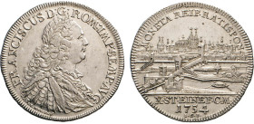 DEUTSCHE MÜNZEN VOR 1871
REGENSBURG
Reichsstadt. Konventionstaler 1754 I.C.B., Mzm. Johann Christoph Busen, Stempelschneider J.L. Oexlein, Regensbur...