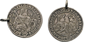 DEUTSCHE MÜNZEN VOR 1871
SACHSEN
Reichstaler 1607 HR, Dresden. Hüftbild mit Kurschwert. Rs. Die Hüftbilder der Brüder. Keilitz-Kahnt 228. Dav. 7566....